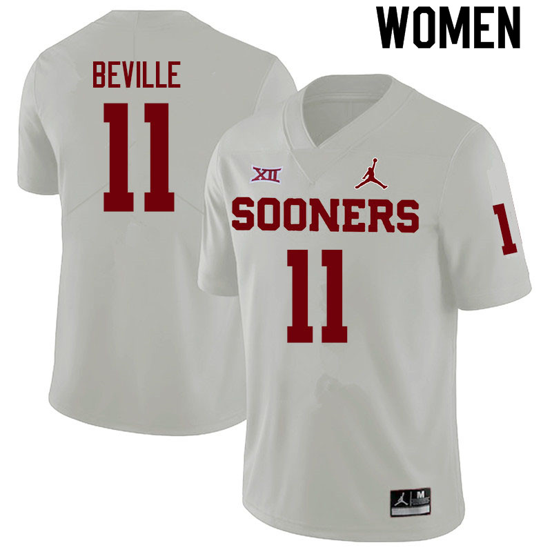 Women #11 Davis Beville Oklahoma Sooners College Football Jerseys Sale-White